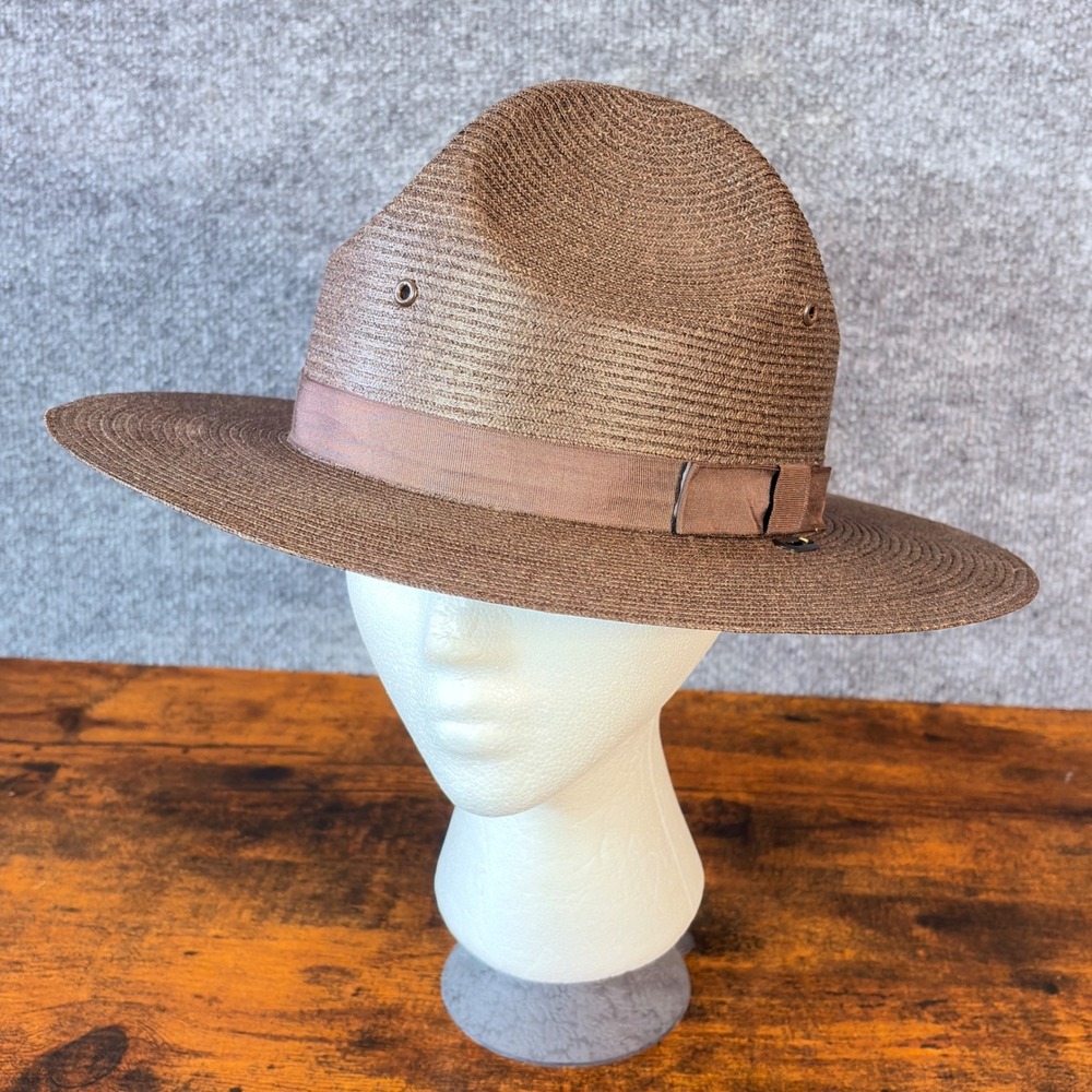 Campaign Hat Stratton Brown Straw Montana Peak Ranger Trooper 7 1/8 USA Made